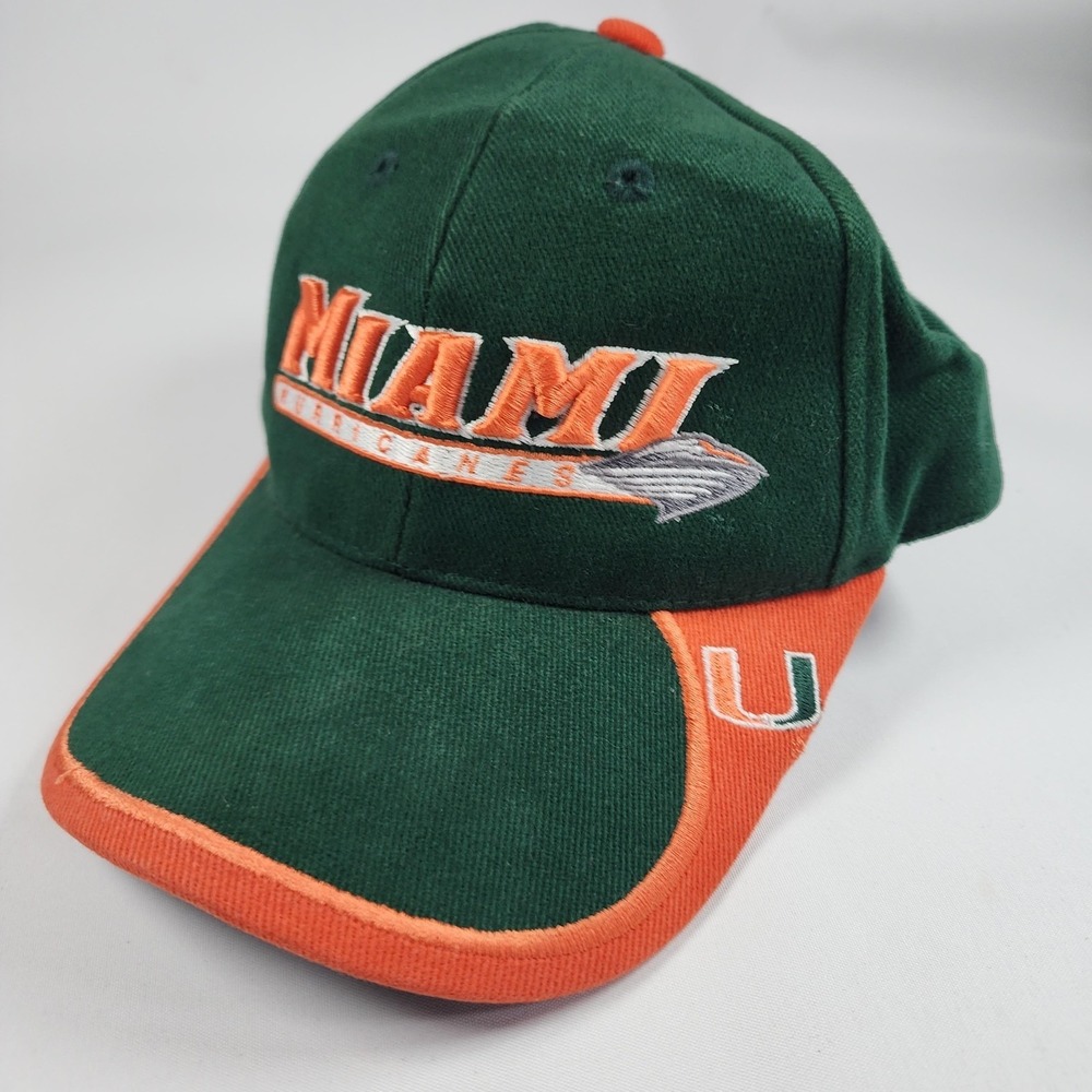 Miami Hurricanes Starter Hat Cap Strap Back Mens One Size Green Orange NCAA